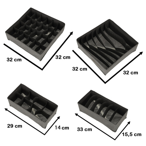 4x organizer do szuflady szafy na bieliznę skarpetki mały duży przegródki
