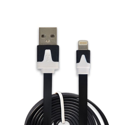 Kabel do Iphone lightning - USB płaski czarny 1m 100cm