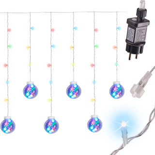 Lampki świąteczne 108 led kurtyna kule światełka girlanda multikolor