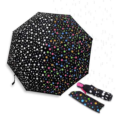 Magiczny parasol parasolka w kropki zmienia kolor UV automat czarny