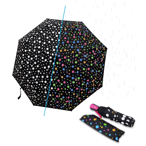 Magiczny parasol parasolka w kropki zmienia kolor UV automat czarny