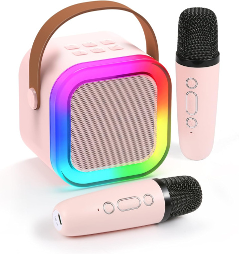 Zestaw karaoke dla dzieci bluetooth 2 mikrofony głośnik RGB bezprzewodowy