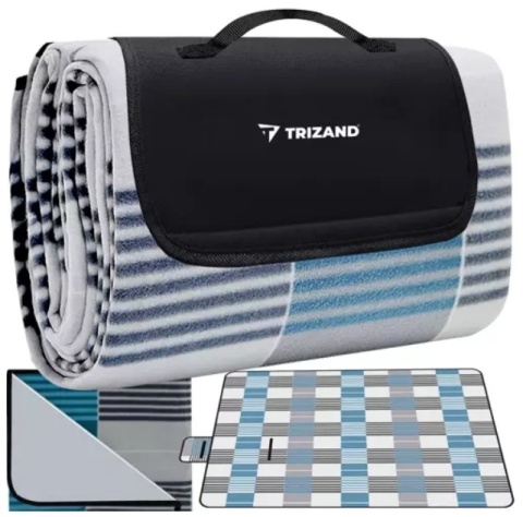 Koc plażowy piknikowy duża mata z izolacją 200 x 200cm wodoodporna polarowa