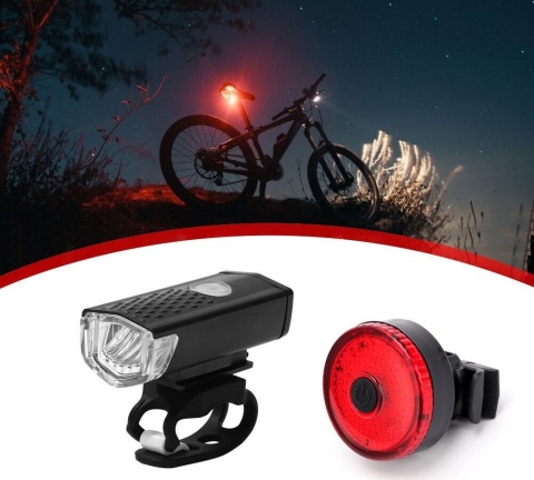 Lampka rowerowa przednia tylna USB lampki komplet zestaw wodoodporna