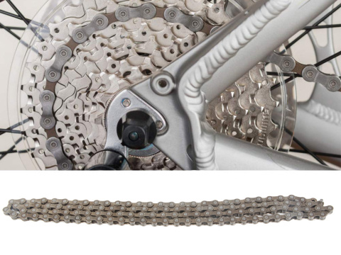 Łańcuch rowerowy 116 ogniw 6/7/8 rzędowy do roweru mtb wytrzymały z pinem
