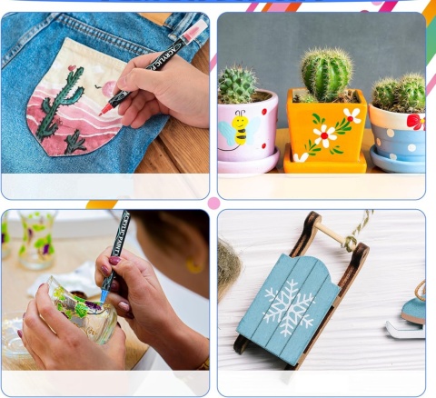 Markery akrylowe pisaki 12 szt zestaw flamastry mazaki żywe kolory