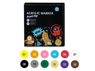 Markery akrylowe pisaki 12 szt zestaw flamastry mazaki żywe kolory