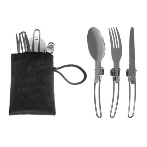 Naczynia turystyczne zestaw 18el. garnki sztućce patelnia czajnik kubki