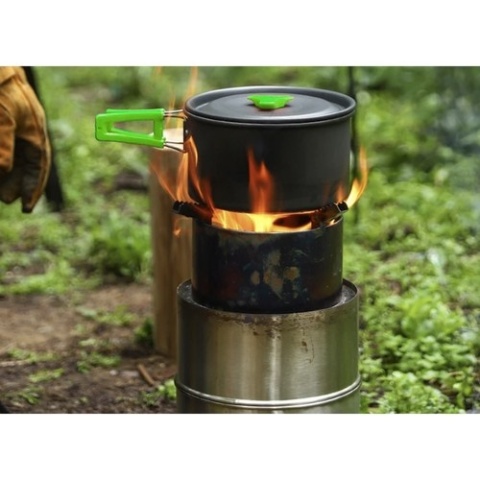 Naczynia turystyczne zestaw 18el. garnki sztućce patelnia czajnik kubki