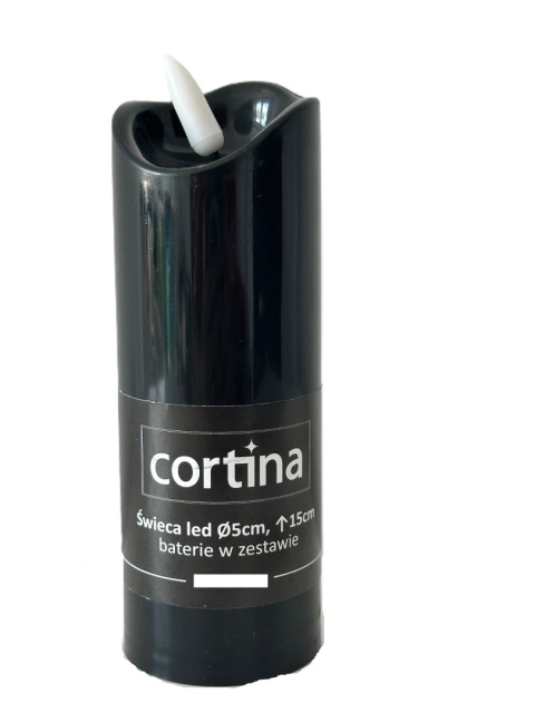 Świeca LED Cortina 15 cm wkład czarna ruchomy płomień + baterie