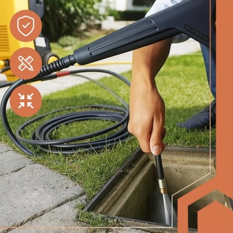 Wąż do czyszczenia rur kanalizacji 15m z adapterami do myjki ciśnieniowej