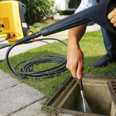 Wąż do czyszczenia rur kanalizacji 20m z adapterami do myjki ciśnieniowej