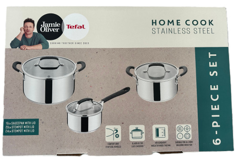 Zestaw garnków Tefal Jamie Oliver 6 el. garnek rondel pokrywki gaz indukcja