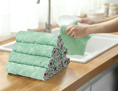 10x Ściereczki kuchenne chłonne z mikrofibry miękkie 25x25cm