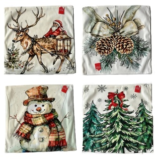 4x poszewki Świąteczne 45 x 45 na poduszki Boże Narodzenie poszewka 7028