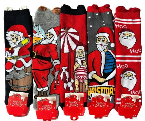 5x Skarpety świąteczne skarpetki mikołaj śmieszne ciepłe