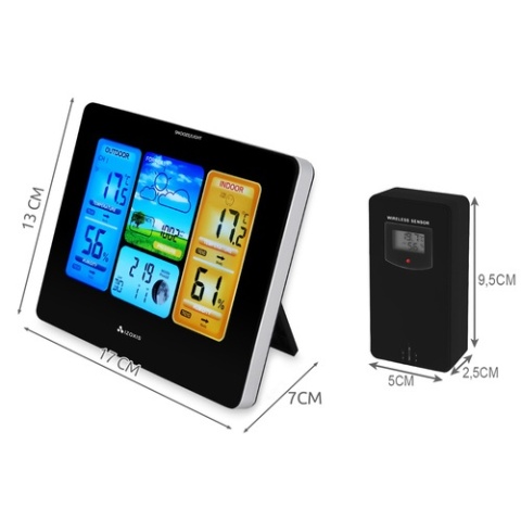 Bezprzewodowa Stacja Pogody LCD Czujnik Barometr Wilgotność Zegar Temperatura