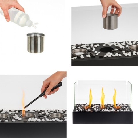 Biokominek wolnostojący kominek na bioetanol bezdymny z kamykami