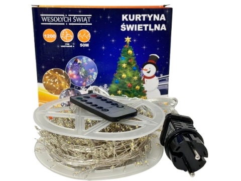 Lampki choinkowe 1200 LED 50m ciepły biały drucik ryż girlanda świąteczne