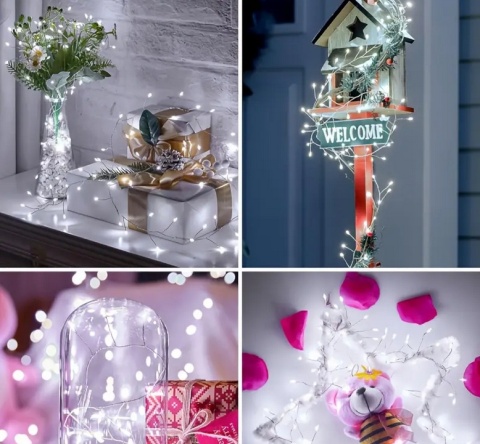 Lampki choinkowe 500 led 15m światełka druciki ryż girlanda zimny biały