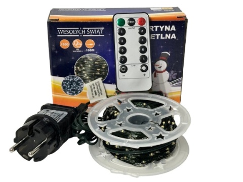 Lampki choinkowe 1000 led 100m światełka drucik ryż szpula ciepły biały pilot