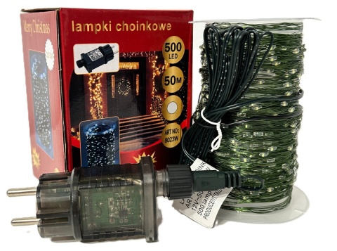 Lampki choinkowe 500 led 50m światełka druciki ryż girlanda zimny biały