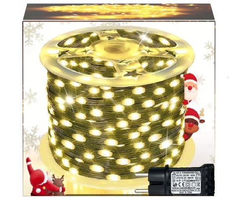 Lampki choinkowe 500 led 50m światełka drucik ryż szpula ciepły biały pilot