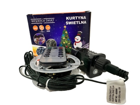 Lampki choinkowe 500 led 50m światełka drucik ryż szpula ciepły biały pilot