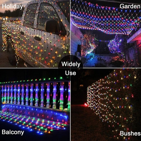 Lampki choinkowe świąteczne 200 led 3x2m kurtyna siatka multikolor girlanda