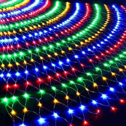 Lampki choinkowe świąteczne 200 led 3x2m kurtyna siatka multikolor girlanda