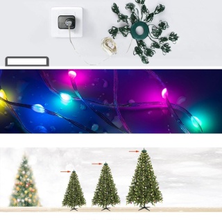 Lampki choinkowe z pierścieniem rgb 144 LED 1,8M płaszcz aplikacja