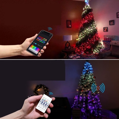 Lampki choinkowe z pierścieniem rgb 144 LED 1,8M płaszcz aplikacja