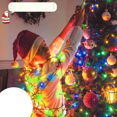 Lampki choinkowe z pierścieniem rgb 144 LED 1,8M płaszcz aplikacja