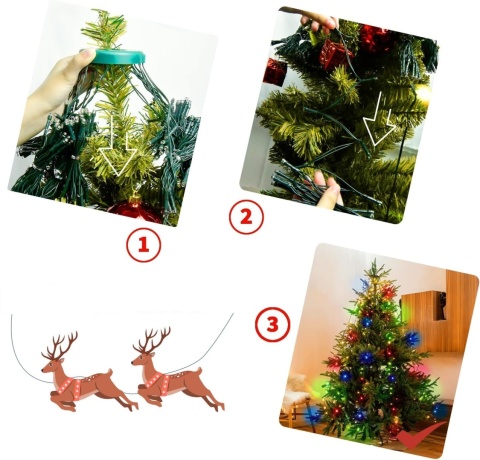 Lampki choinkowe z pierścieniem rgb 144 LED 1,8M płaszcz aplikacja