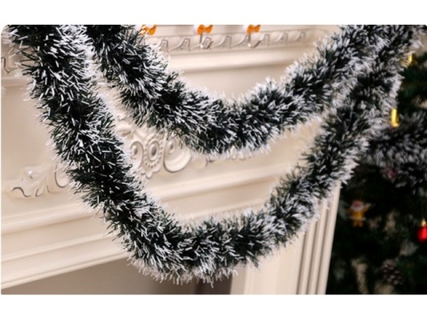 Łańcuch na choinkę choinkowy girlanda 5m zielona oszroniona 9cm oszroniona