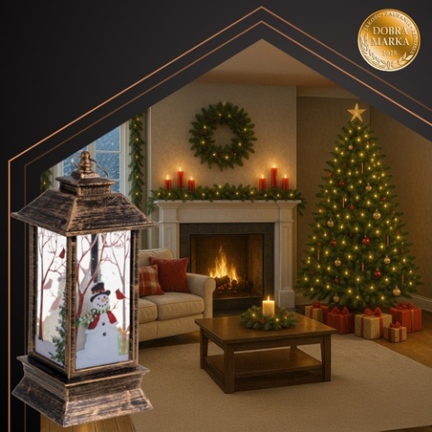 Latarenka świąteczna LED miedziana lampion z ciepłym światłem ozdoba