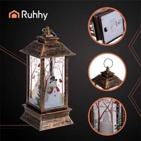 Latarenka świąteczna LED miedziana lampion z ciepłym światłem ozdoba