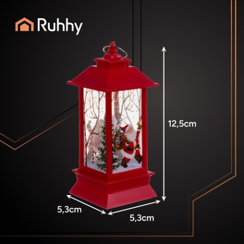 Latarenka świąteczna LED czerwona lampion z ciepłym światłem ozdoba