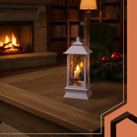 Latarenka świąteczna LED biała lampion z ciepłym światłem ozdoba