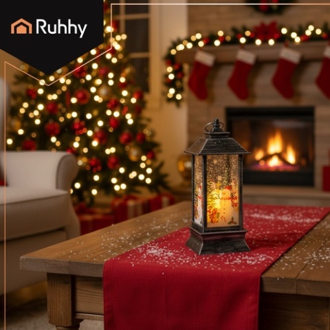 Latarenka świąteczna LED srebrna lampion z ciepłym światłem ozdoba