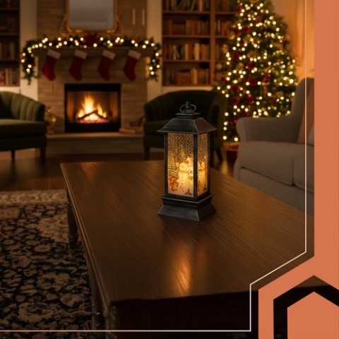 Latarenka świąteczna LED srebrna lampion z ciepłym światłem ozdoba