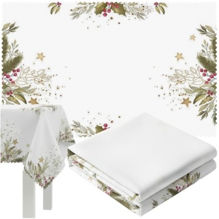 Obrus świąteczny 220x140cm biały wigilijny na stół