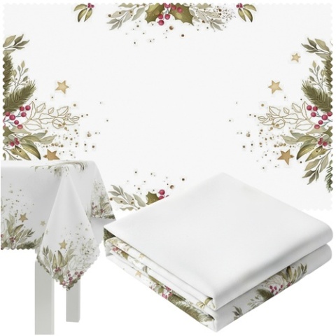 Obrus świąteczny 220x140cm biały wigilijny na stół