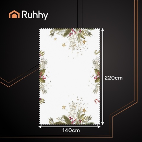 Obrus świąteczny 220x140cm biały wigilijny na stół