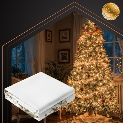 Obrus świąteczny 220x140cm biały wigilijny na stół