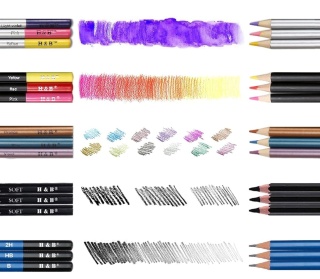 Profesjonalny zestaw do rysowania 74el ołówki kredki szkicowania kolorowania