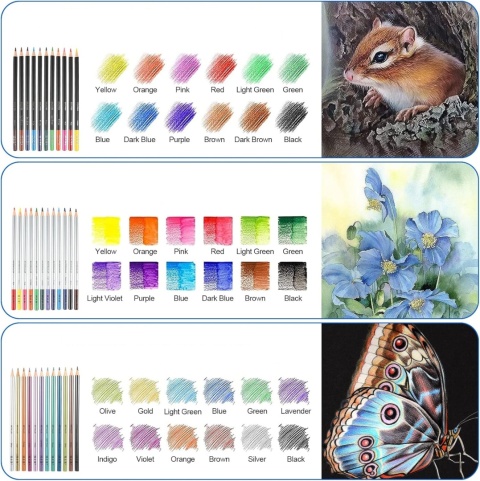 Profesjonalny zestaw do rysowania 74el ołówki kredki szkicowania kolorowania