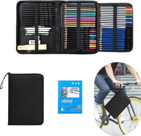 Profesjonalny zestaw do rysowania 74el ołówki kredki szkicowania kolorowania
