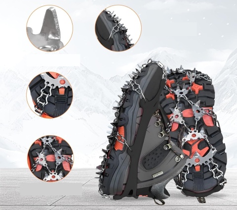 Raczki na buty kolce antypoślizgowe 32 zęby Rozmiar L 40–43