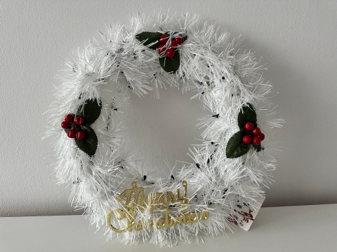 Stroik wianek świąteczny biały Boże Narodzenie